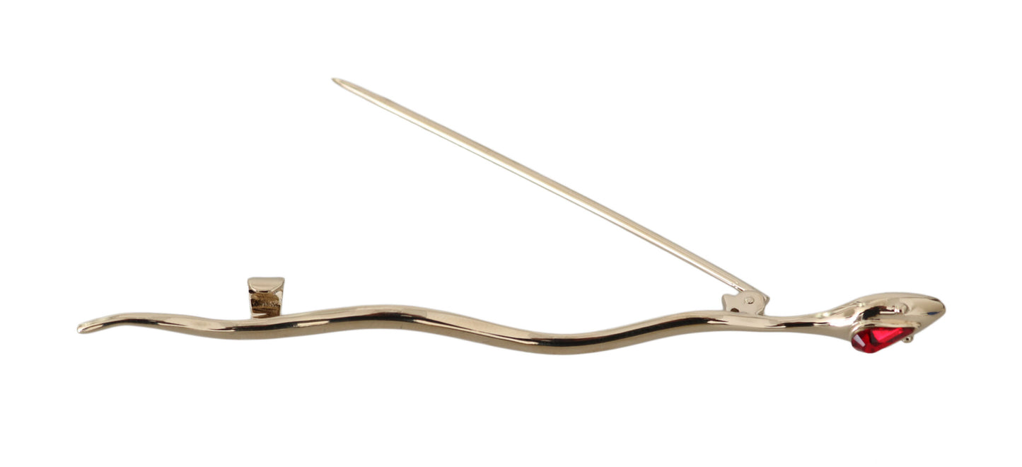 Dolce &amp; Gabbana Silver Brass Crystal Spilla Serpente Brooch Pin