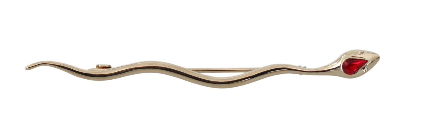 Dolce &amp; Gabbana Silver Brass Crystal Spilla Serpente Brooch Pin