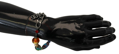Bracelet chaîne en argent à perles multicolores Dolce &amp; Gabbana