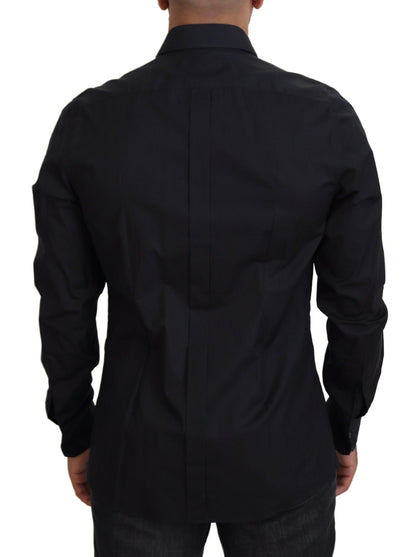 Dolce & Gabbana Black Roses Slim Fit Cotton Shirt by Dolce & Gabbana