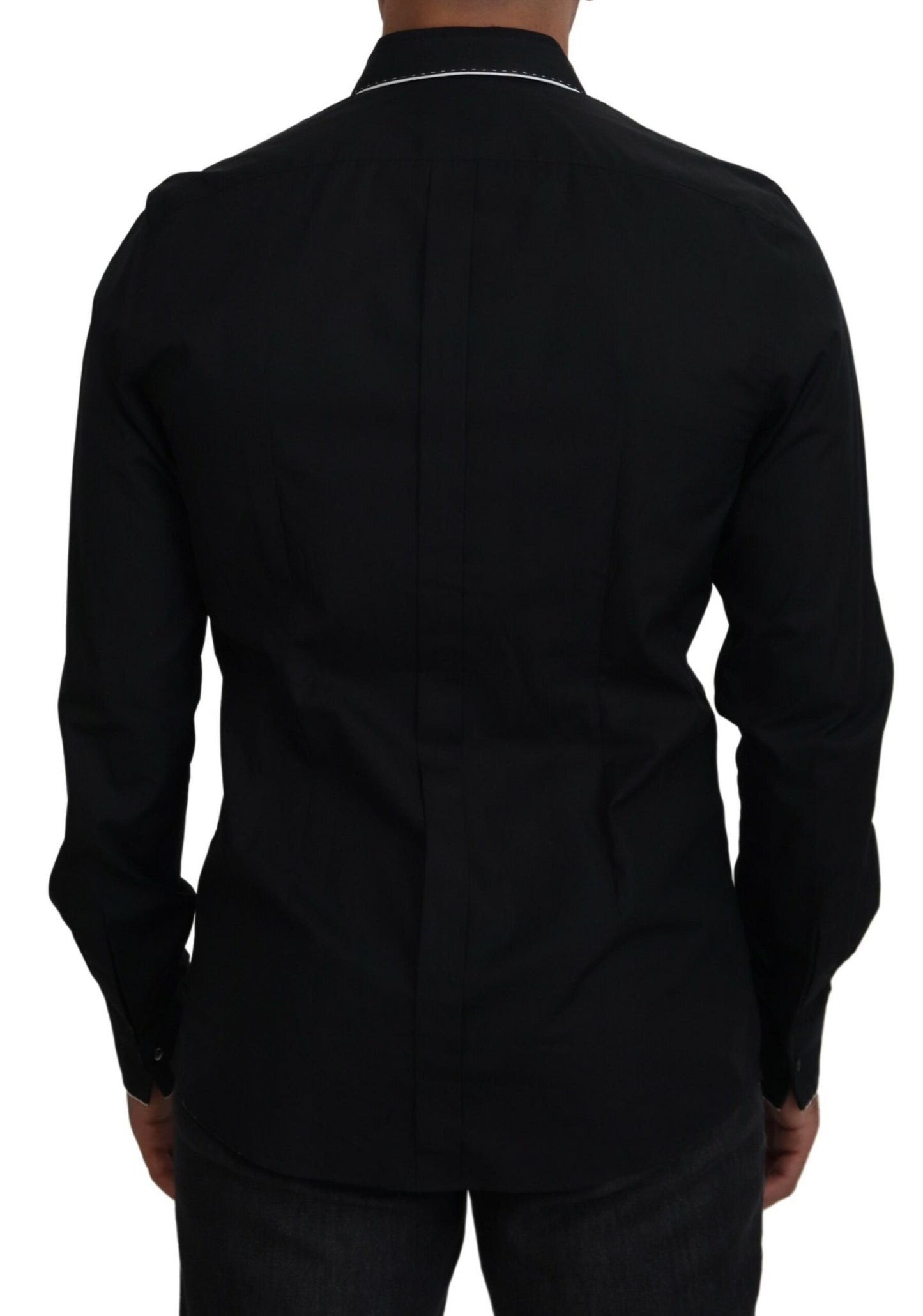 Dolce & Gabbana GOLD Black Tuxedo Slim Fit Cotton Shirt by Dolce & Gabbana