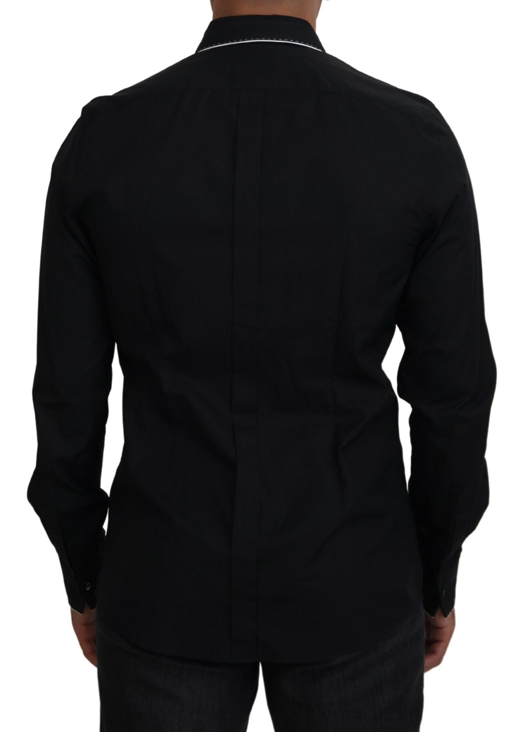 Dolce & Gabbana GOLD Black Tuxedo Slim Fit Cotton Shirt by Dolce & Gabbana