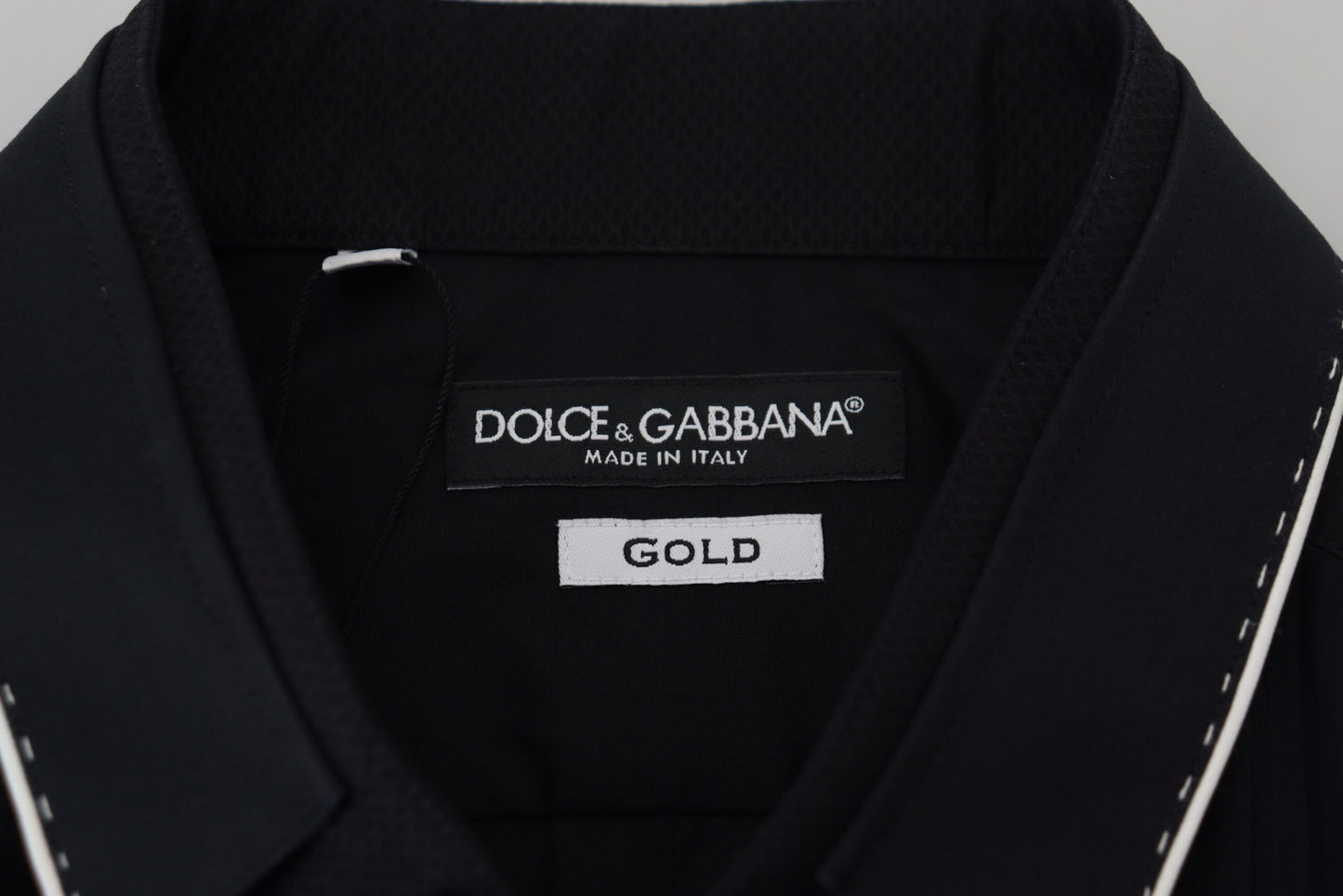 Dolce & Gabbana GOLD Black Tuxedo Slim Fit Cotton Shirt by Dolce & Gabbana
