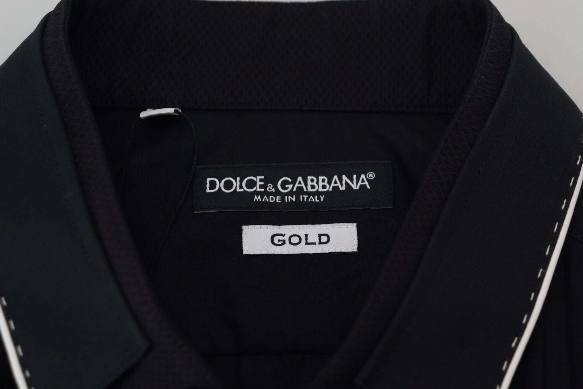 Dolce & Gabbana GOLD Black Tuxedo Slim Fit Cotton Shirt by Dolce & Gabbana