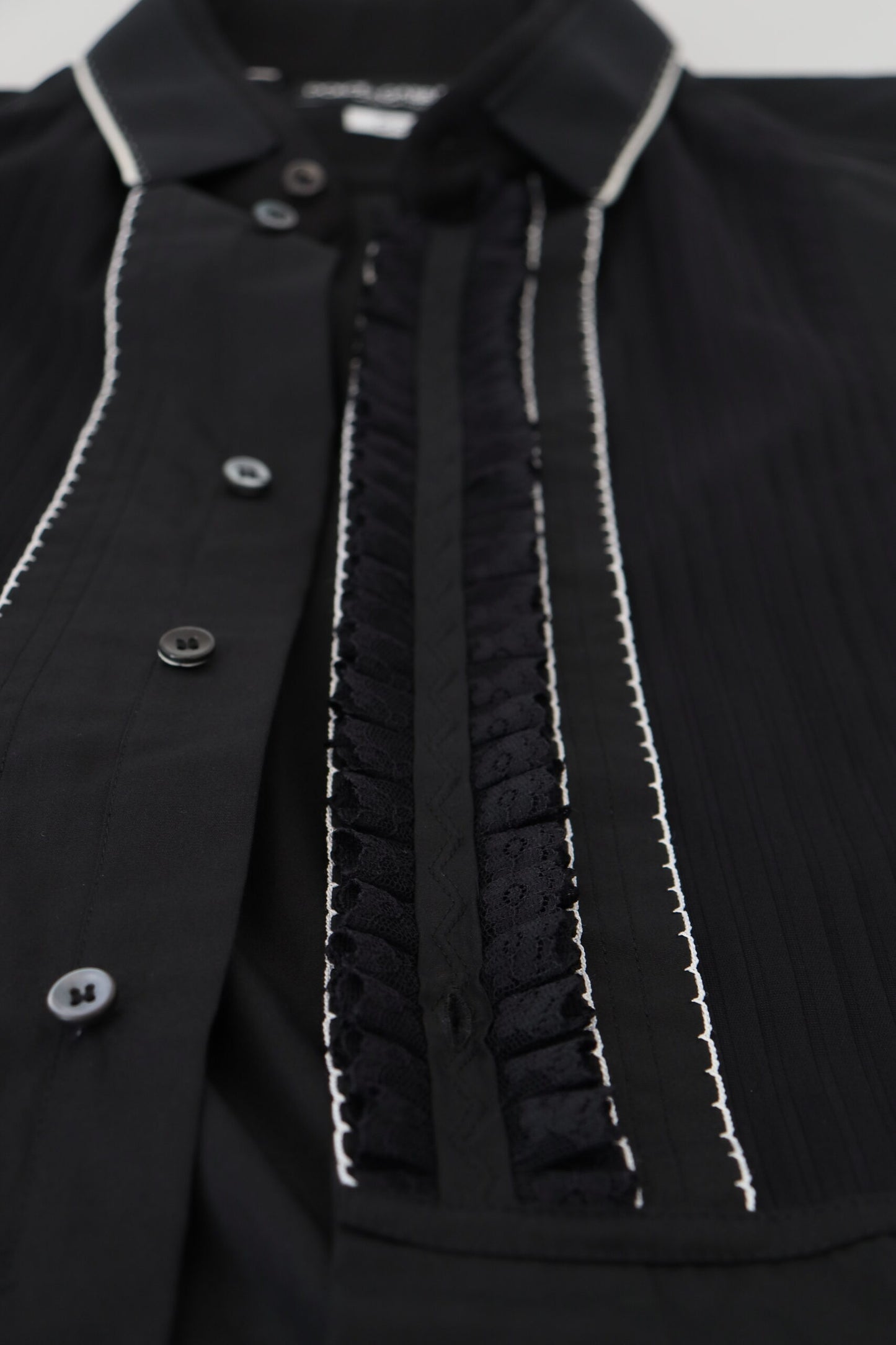 Dolce & Gabbana GOLD Black Tuxedo Slim Fit Cotton Shirt by Dolce & Gabbana