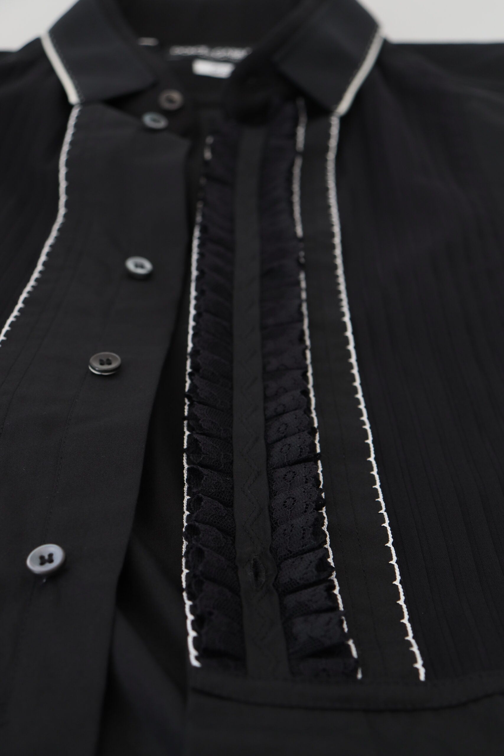 Dolce & Gabbana GOLD Black Tuxedo Slim Fit Cotton Shirt by Dolce & Gabbana