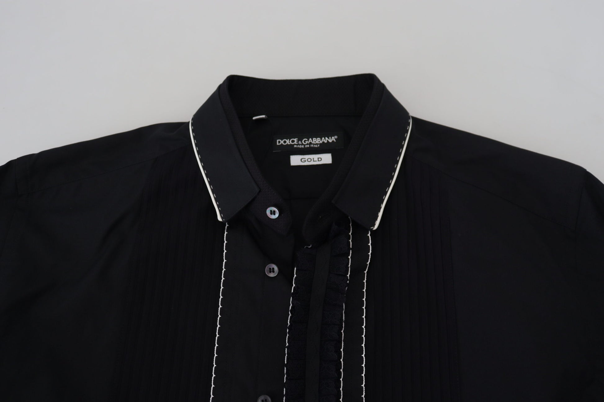 Dolce & Gabbana GOLD Black Tuxedo Slim Fit Cotton Shirt by Dolce & Gabbana