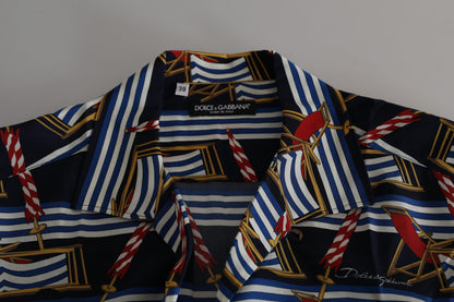 Dolce & Gabbana Multicolor Beach Chair Short Sleeves Shirt by Dolce & Gabbana