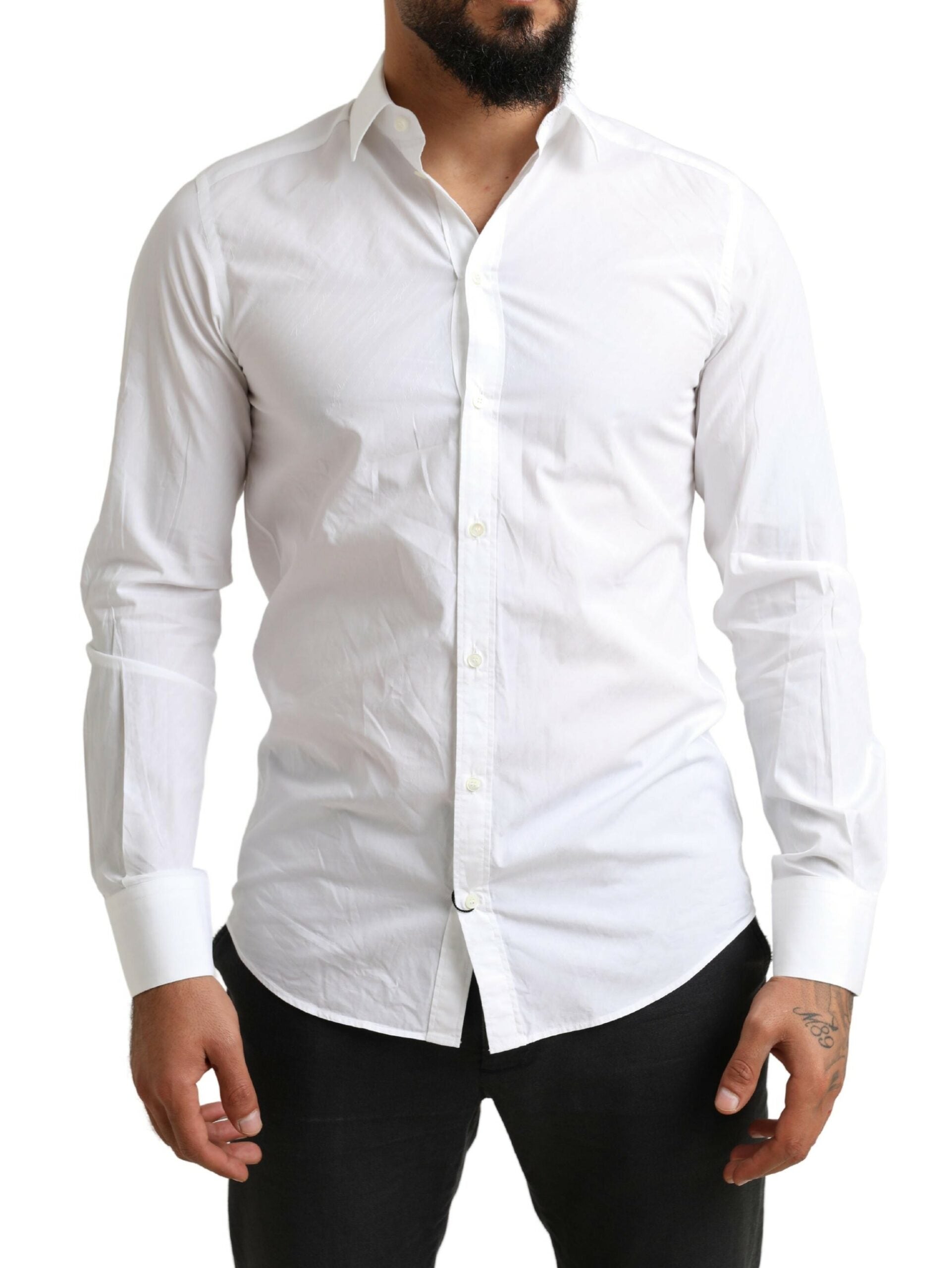 Dolce & Gabbana White MARTINI Cotton Dress Formal Shirt by Dolce & Gabbana
