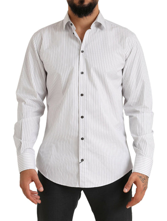 Dolce & Gabbana White MARTINI Cotton Stripe Dress Formal Shirt by Dolce & Gabbana