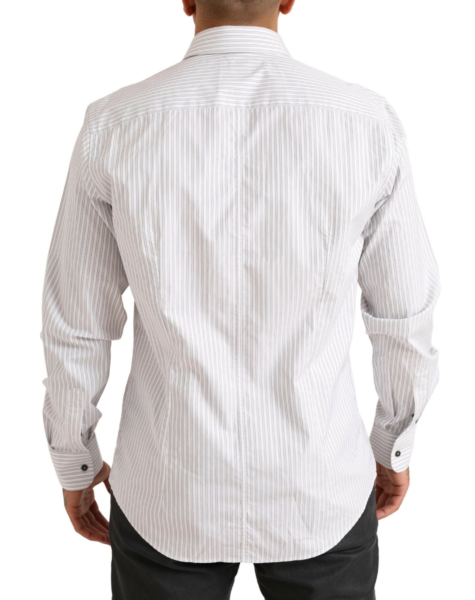 Dolce & Gabbana White MARTINI Cotton Stripe Dress Formal Shirt by Dolce & Gabbana