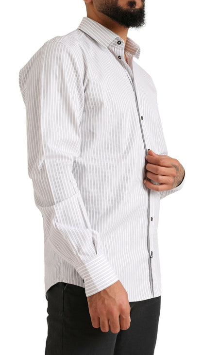 Dolce & Gabbana White MARTINI Cotton Stripe Dress Formal Shirt by Dolce & Gabbana