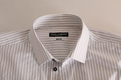 Dolce & Gabbana White MARTINI Cotton Stripe Dress Formal Shirt by Dolce & Gabbana