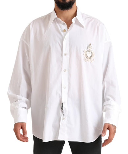 Dolce & Gabbana White Logo Cotton Casual Long Sleeves Shirt by Dolce & Gabbana