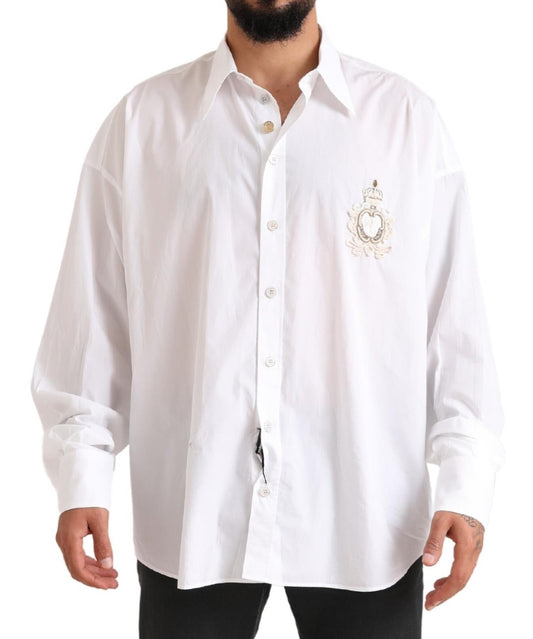 Dolce & Gabbana White Logo Cotton Casual Long Sleeves Shirt by Dolce & Gabbana