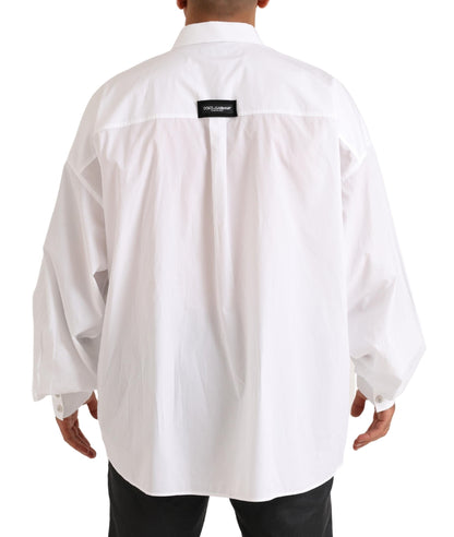 Dolce & Gabbana White Logo Cotton Casual Long Sleeves Shirt by Dolce & Gabbana