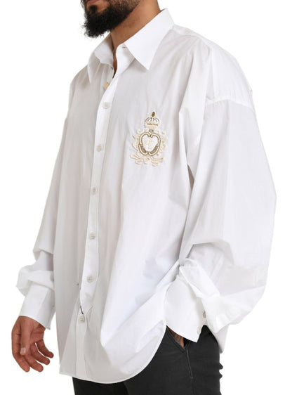 Dolce & Gabbana White Logo Cotton Casual Long Sleeves Shirt by Dolce & Gabbana