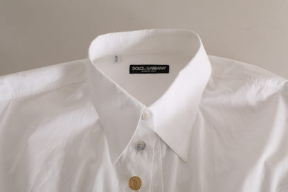 Dolce & Gabbana White Logo Cotton Casual Long Sleeves Shirt by Dolce & Gabbana