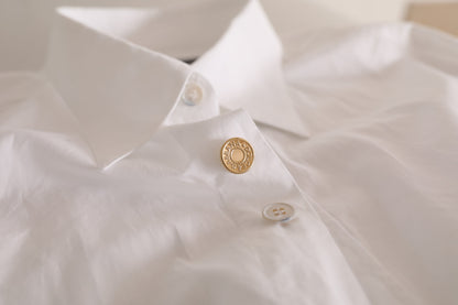 Dolce & Gabbana White Logo Cotton Casual Long Sleeves Shirt by Dolce & Gabbana