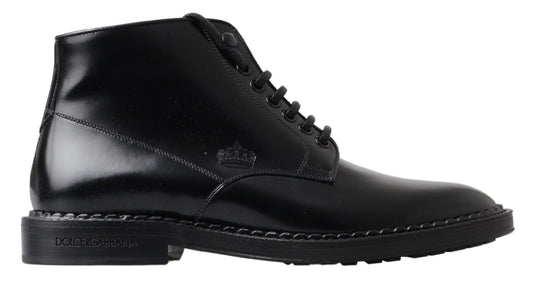 Bottes élégantes en cuir noir pour homme Dolce &amp; Gabbana