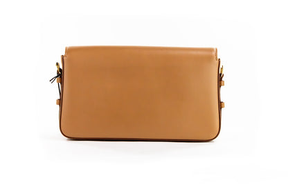 Burberry Grace Petit sac à main à rabat en cuir lisse muscade