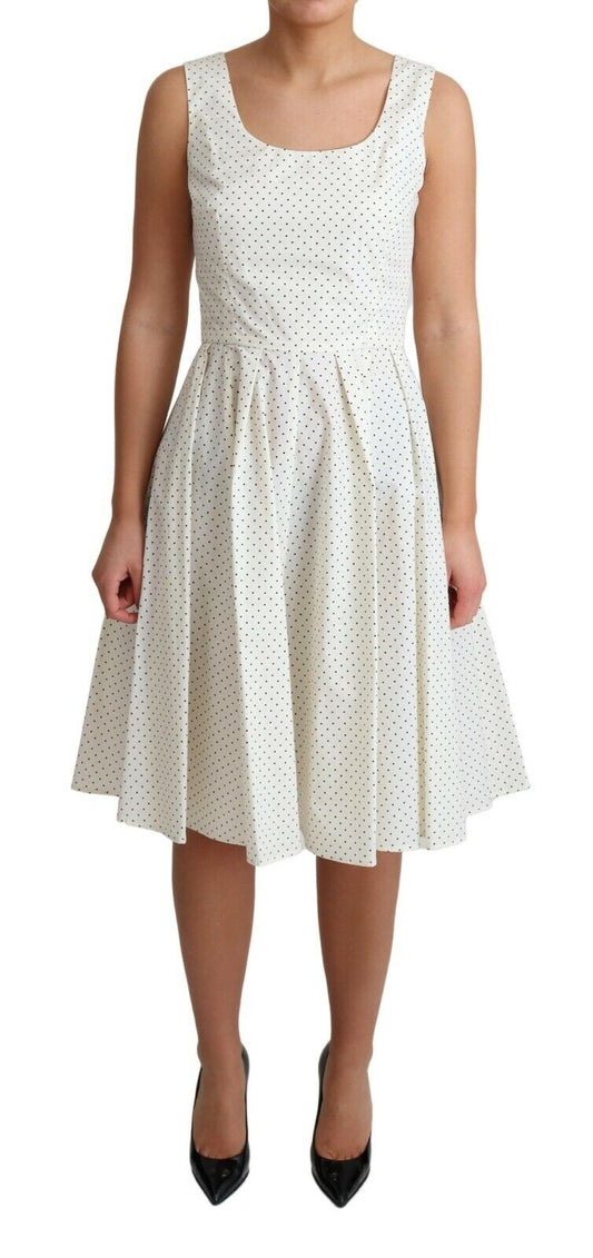 Dolce & Gabbana White Polka Dotted Cotton A-Line Dress by Dolce & Gabbana