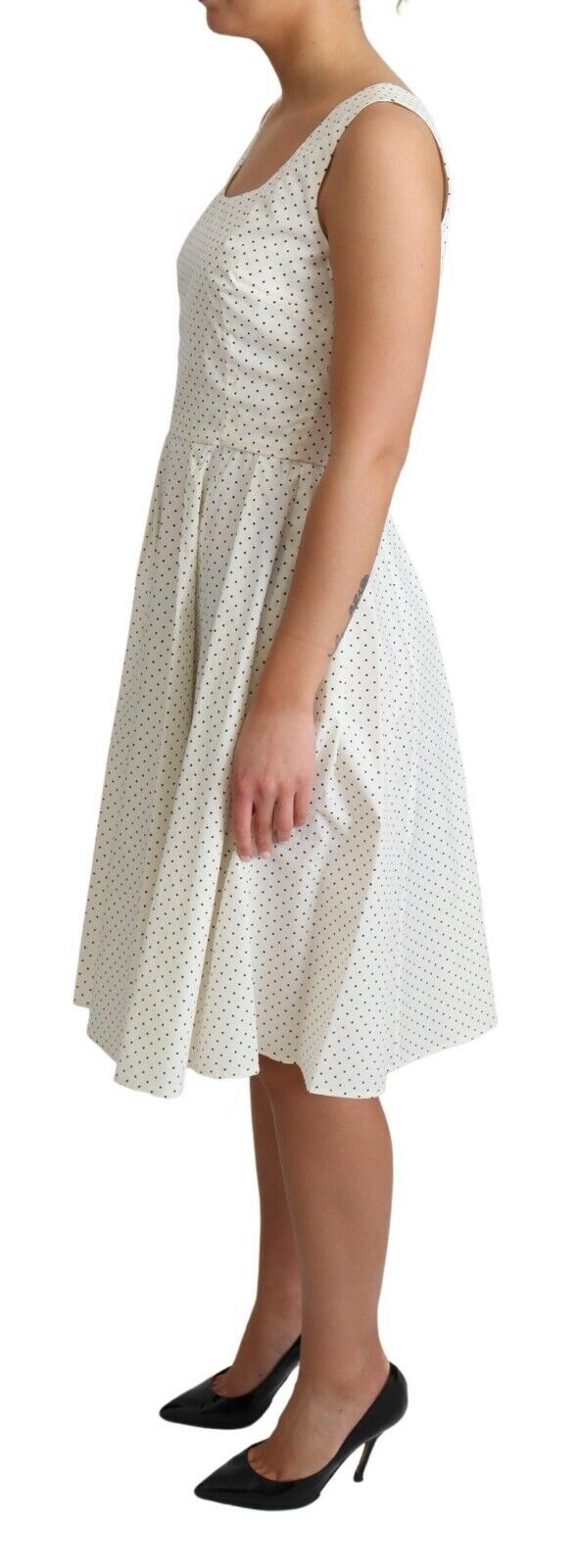 Dolce & Gabbana White Polka Dotted Cotton A-Line Dress by Dolce & Gabbana
