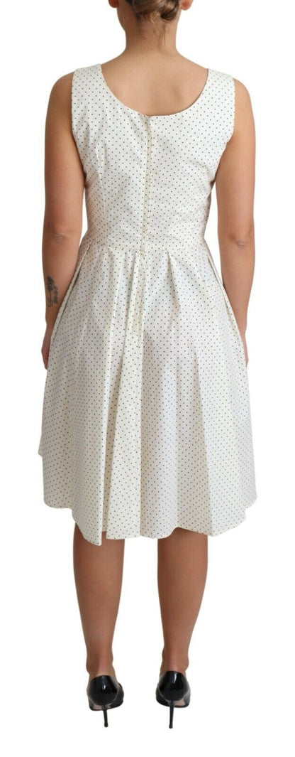 Dolce & Gabbana White Polka Dotted Cotton A-Line Dress by Dolce & Gabbana