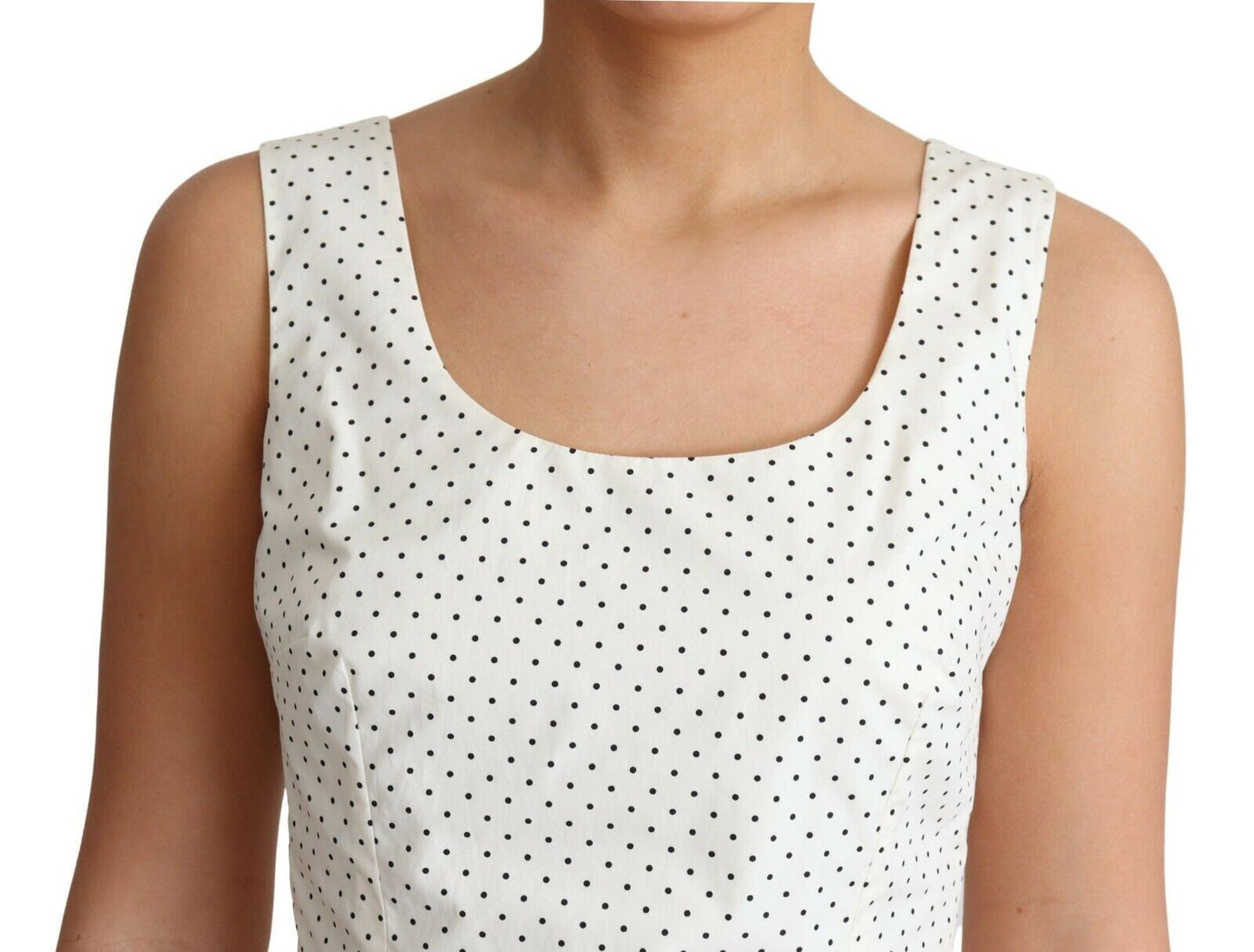 Dolce & Gabbana White Polka Dotted Cotton A-Line Dress by Dolce & Gabbana