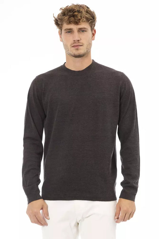 Alpha Studio Brown Cotton Men's Sweater by Alpha Studio