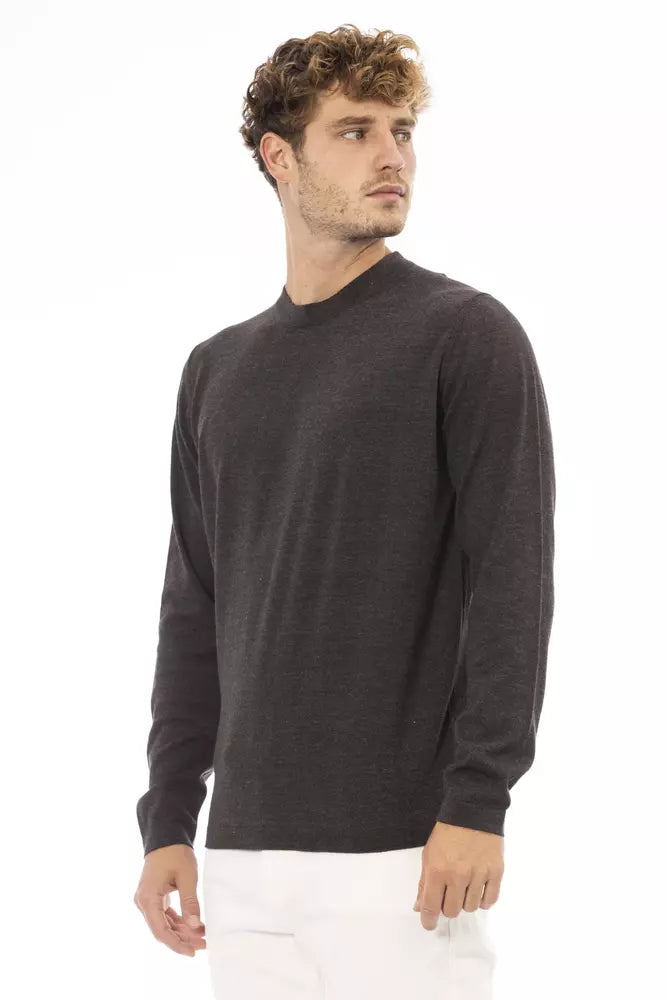 Alpha Studio Brown Cotton Men's Sweater by Alpha Studio