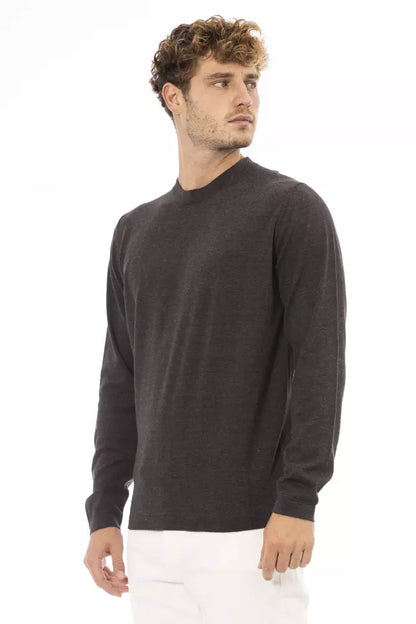 Alpha Studio Brown Cotton Men's Sweater by Alpha Studio