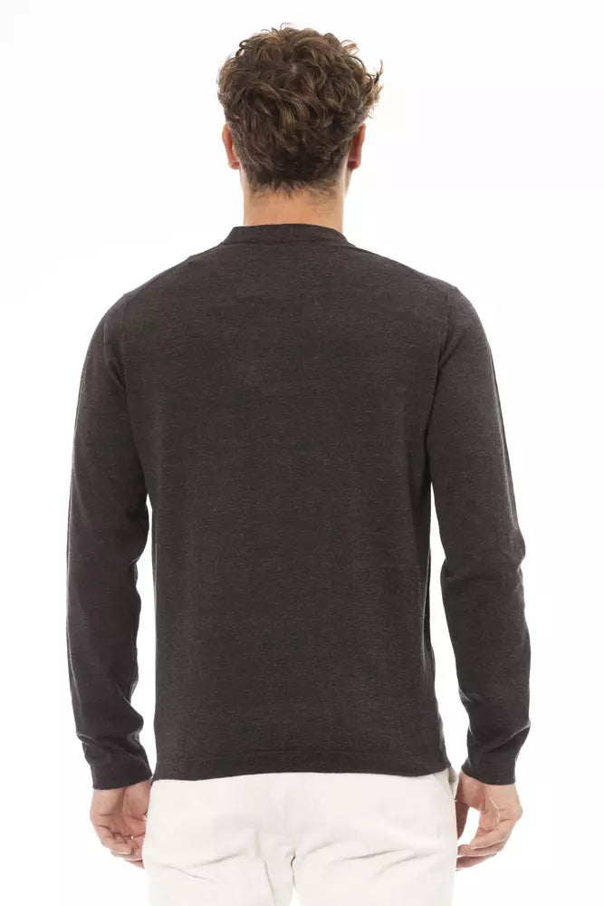 Alpha Studio Brown Cotton Men's Sweater by Alpha Studio