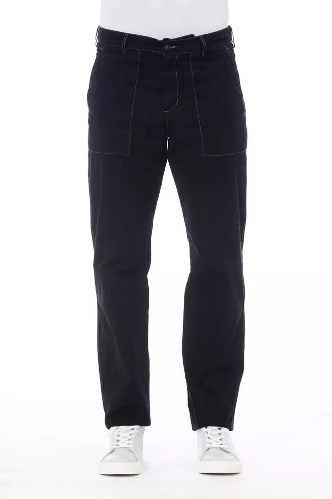 Alpha Studio Blue Cotton Men's Pant by Alpha Studio