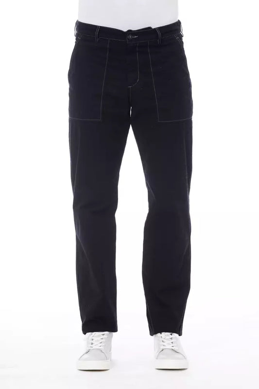 Alpha Studio Blue Cotton Men's Pant by Alpha Studio