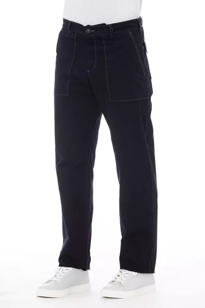 Alpha Studio Blue Cotton Men's Pant by Alpha Studio