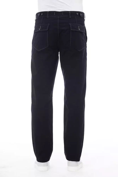 Alpha Studio Blue Cotton Men's Pant by Alpha Studio