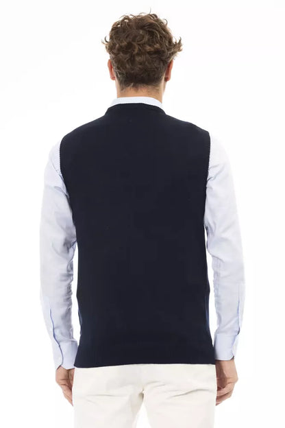 Alpha Studio Blue Viscose Men Jacket