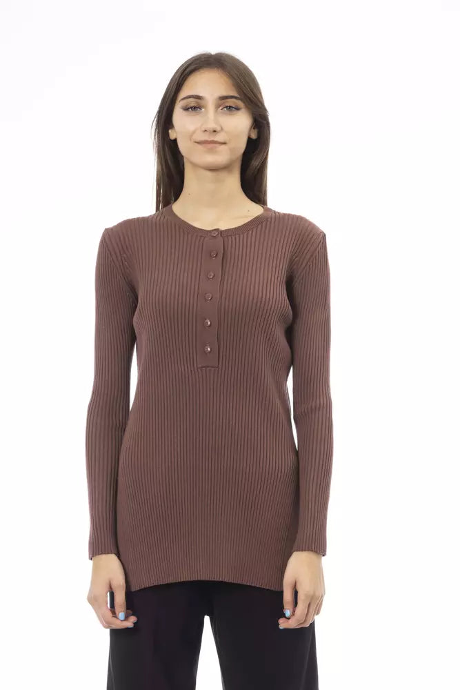 Alpha Studio Brown Viscose Women Sweater by Alpha Studio