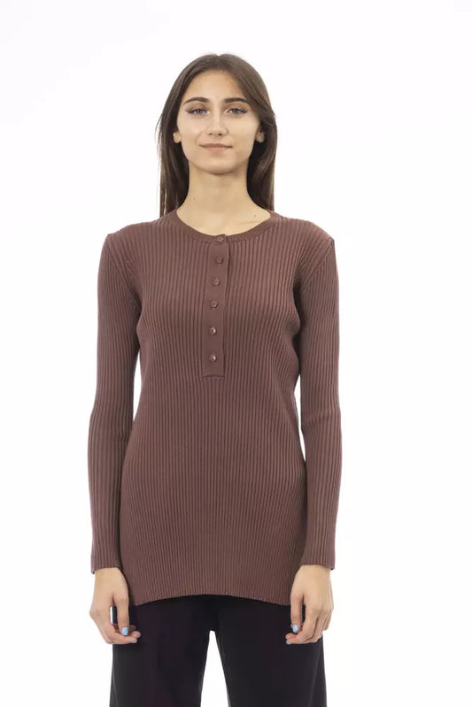 Alpha Studio Brown Viscose Women Sweater by Alpha Studio