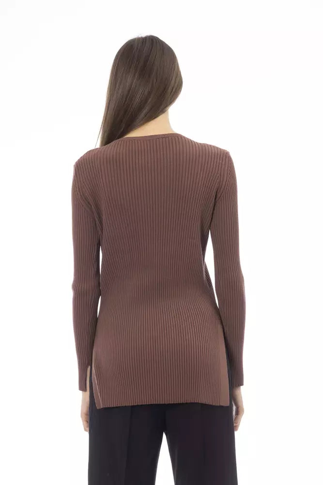 Alpha Studio Brown Viscose Women Sweater by Alpha Studio