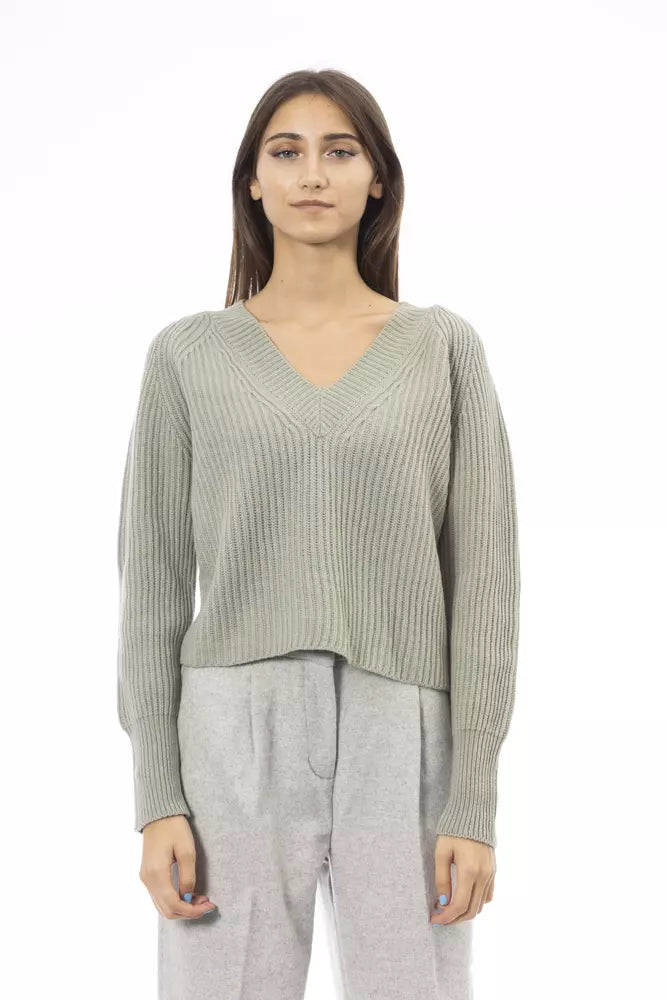 Alpha Studio Green Wool Women Sweater by Alpha Studio