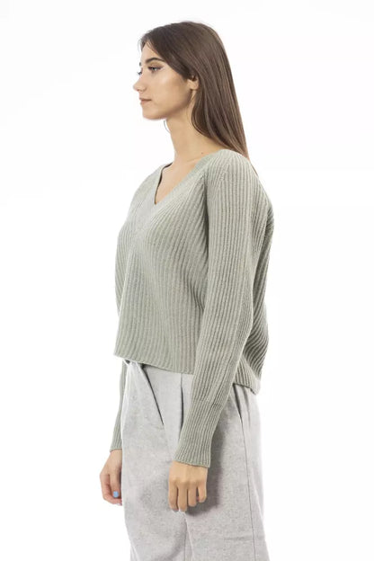 Alpha Studio Green Wool Women Sweater by Alpha Studio