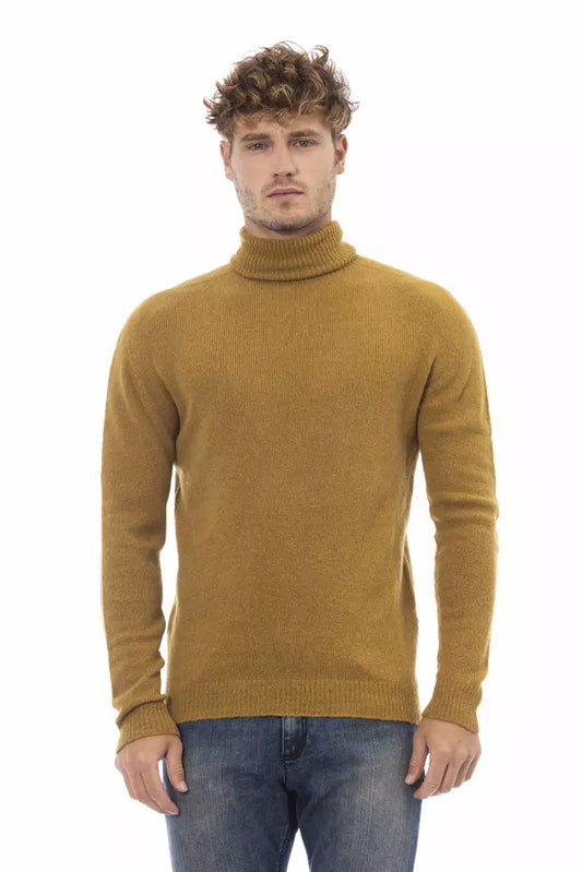 Alpha Studio Brown Alpaca Men Sweater by Alpha Studio