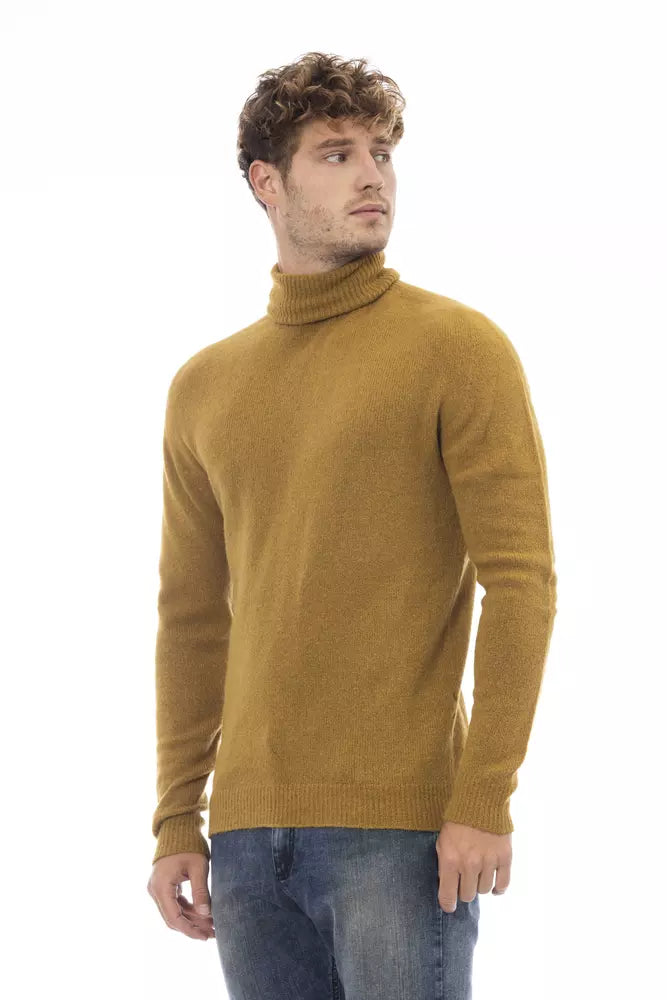Alpha Studio Brown Alpaca Men Sweater by Alpha Studio