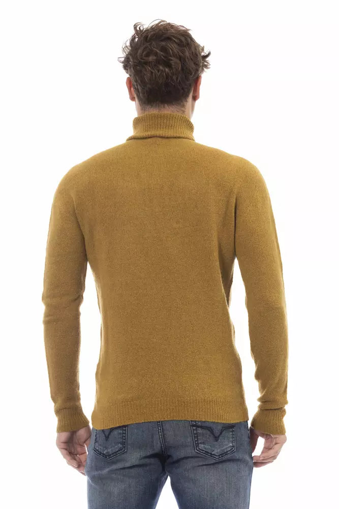Alpha Studio Brown Alpaca Men Sweater by Alpha Studio