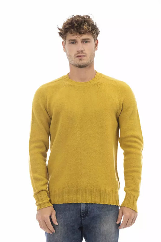 Alpha Studio Yellow Wool Men Sweater by Alpha Studio