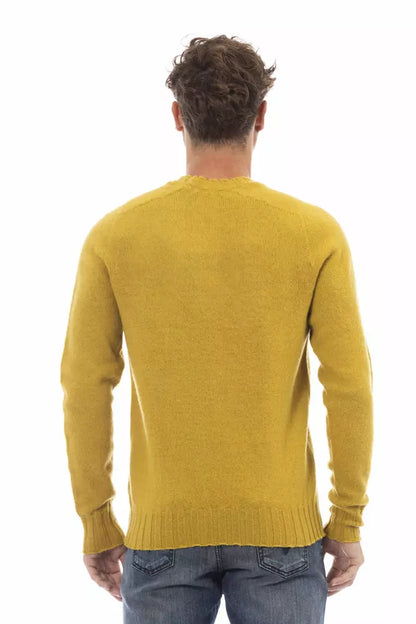 Alpha Studio Yellow Wool Men Sweater by Alpha Studio