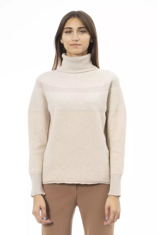 Alpha Studio Beige Wool Women Sweater by Alpha Studio