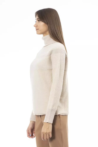 Alpha Studio Beige Wool Women Sweater by Alpha Studio